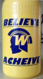waterbottle water bottles as a trophy for a soccer tournament